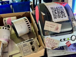 A Brother QL550 label printer